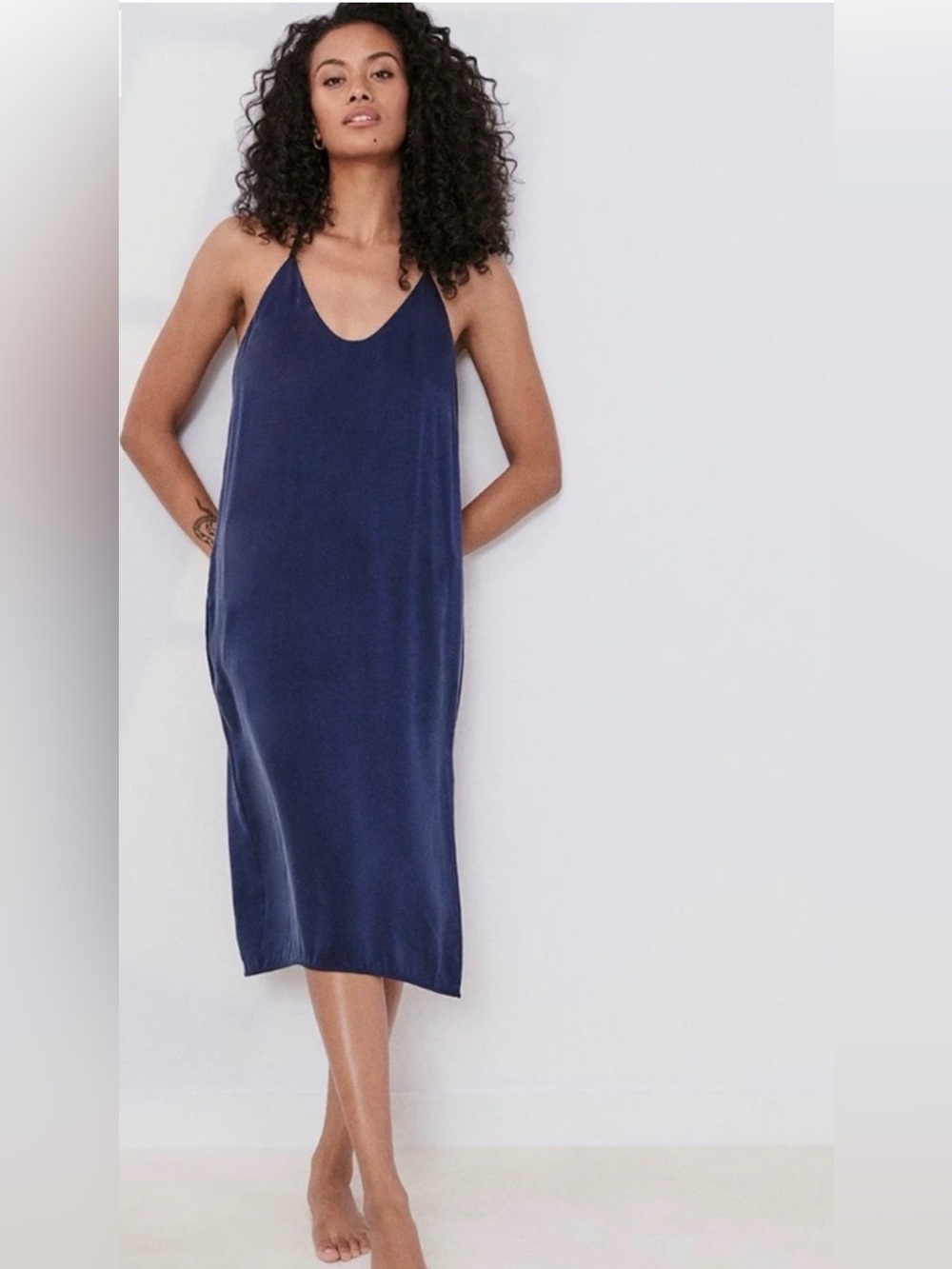 lunya Navy Blue Silk Slip Dress size Large